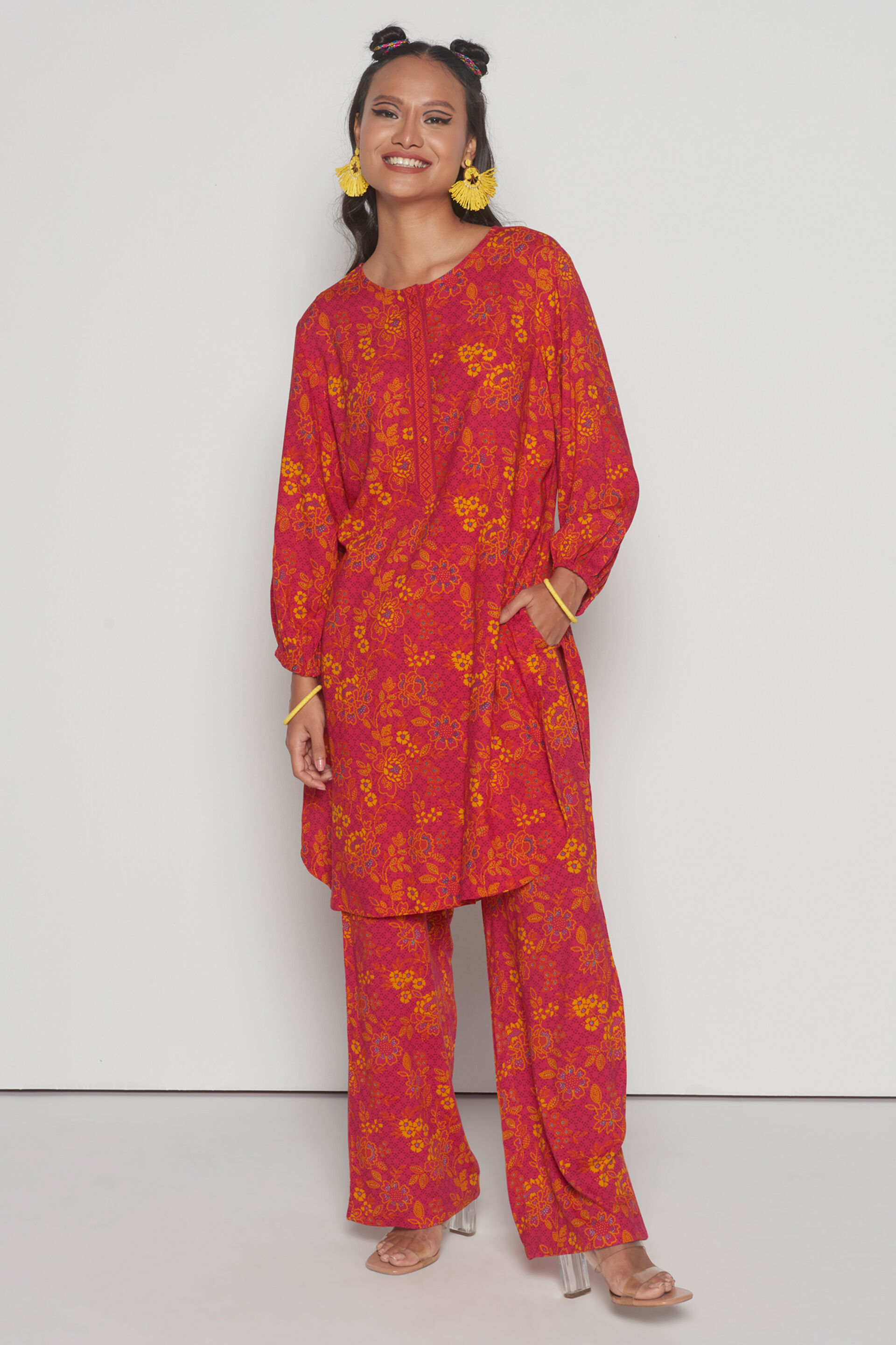 Surajmukhi Tunic Set, Pink, image 2